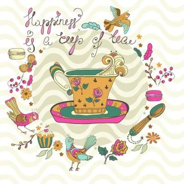 Color tea time background Stock Illustration