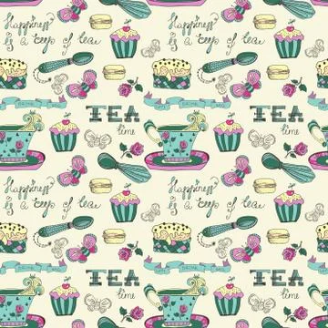 Color tea time pattern Stock Illustration