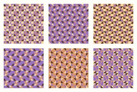 Color tessellation collection, bundle of modern seamless vector patterns Ilustración de archivo