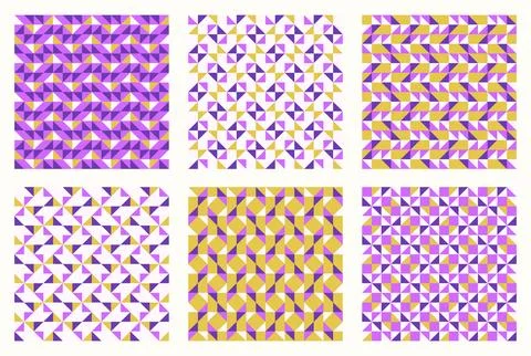 Color tessellation collection, bundle of modern seamless vector patterns Illustrazione stock