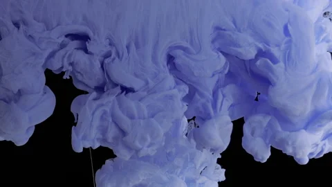 Color Texture Filling Frame - Blue Ink Dispersing In Water - Liquid Paint Cloud Stock Footage 154468306