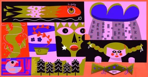 Color theme, assorted shapes Stock Illustration