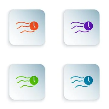 Color Time flies on the clock icon isolated on white background. Set colorful Stock Illustration