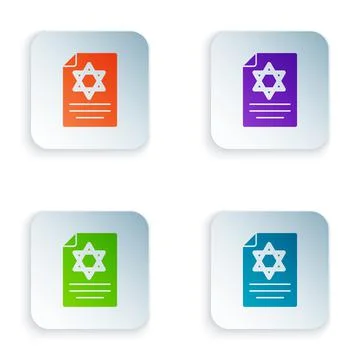 Color Torah scroll icon isolated on white background. Jewish Torah in expanded Illustrazione stock