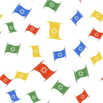 Color Torah scroll icon isolated seamless pattern on white background. Jewish Stock Illustration