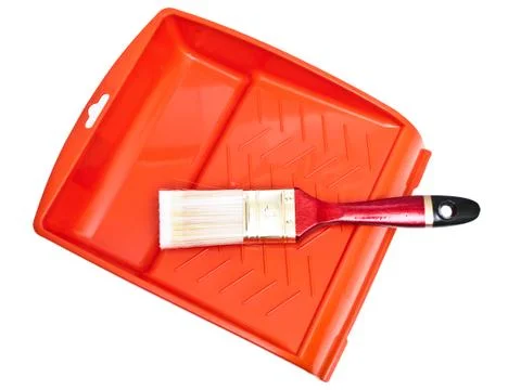 Color Tray with Brush Stock Photos