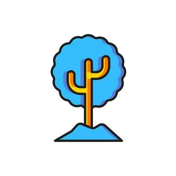 Color Tree icon isolated on white background. Forest symbol. Flat filled ou.. Stock Illustration