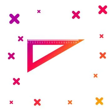 Color Triangular ruler icon isolated on white background. Straightedge symbol Stock Illustration