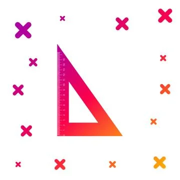 Color Triangular ruler icon isolated on white background. Straightedge symbol Illustrazione stock