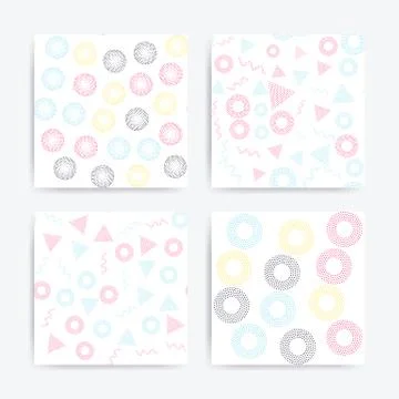 Color universal geometric seamless patterns set Stock Illustration