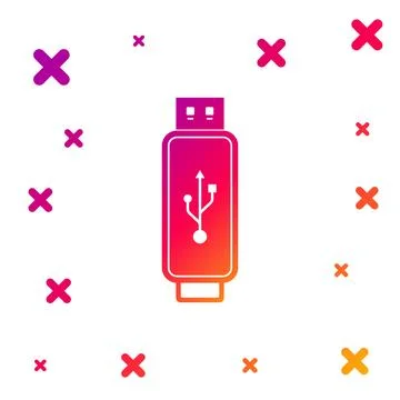 Color USB flash drive icon isolated on white background. Gradient random dynamic Stock Illustration
