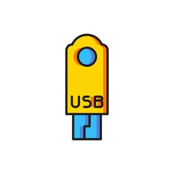 Color USB flash drive icon isolated on white background. Flat filled outlin.. Stock Illustration