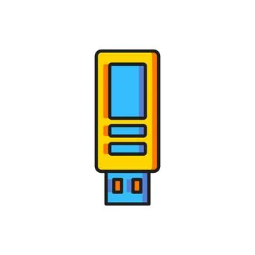 Color USB flash drive icon isolated on white background. Flat filled outlin.. Stock Illustration