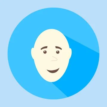 Color vector bald smiling flat icon man face emotion Stock Illustration