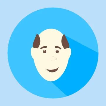 Color vector balding smiles flat icon man face emotion Stock Illustration