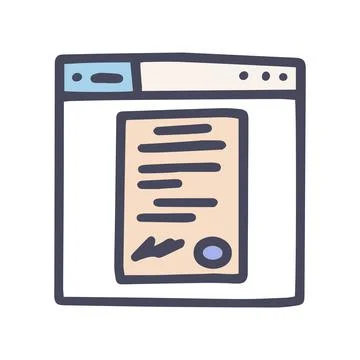 Color vector doodle simple icon online document Illustrazione stock