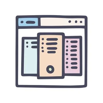 Color vector doodle simple icon pricing webpage Illustrazione stock
