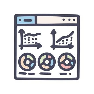 Color vector doodle simple icon site with graphs 스톡 일러스트