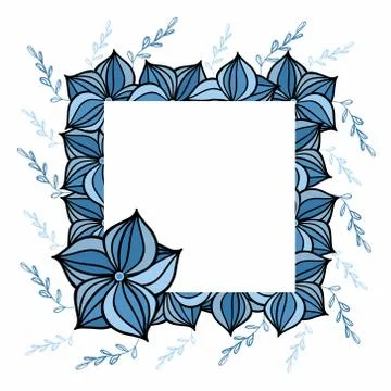 Color vector frame with flowers on isolated background. Decor, hobby, postcar Stock Illustration