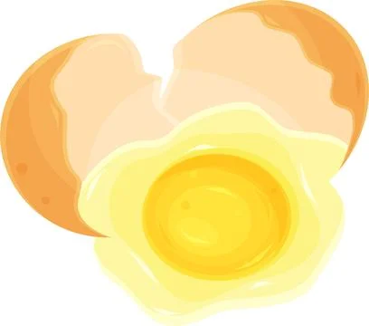 Color vector illustration of a broken egg, proper nutrition, fried eggs, ch.. Illustrazione stock