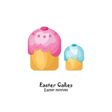 Color vector illustration. Easter cake on a white background Stock Illustration