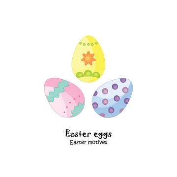 Color vector illustration. Easter eggs on a white background Stock Illustration
