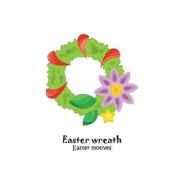 Color vector illustration. Easter wreath on a white background Stock Illustration