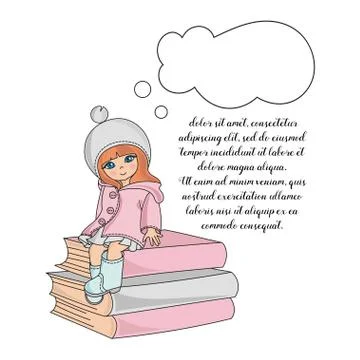 Color Vector Illustration Set THINKING GIRL Stock Illustration