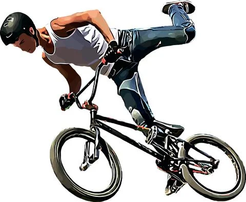 Color vector image of a cyclist on BMX performing extreme stunts Stock Illustration