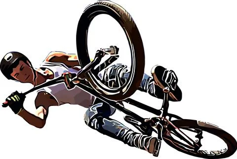 Color vector image of a cyclist on BMX performing extreme stunts Stock Illustration