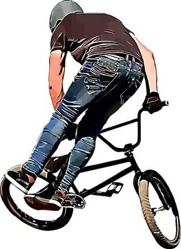 Color vector image of a cyclist on BMX performing extreme stunts Stock Illustration