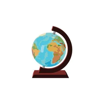 Color vector image. Globe icon. Globe on a wooden stand.. Stock Illustration