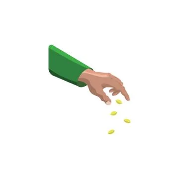 Color vector image. Hand sowing seeds on a white background Stock Illustration