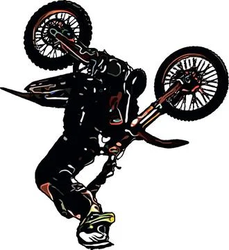 Color vector image of motorcyclist performing an extreme jump trick Stock Illustration