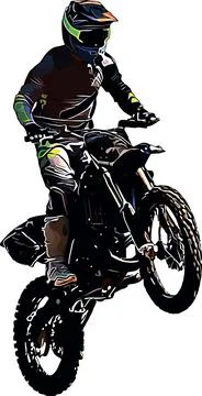 Color vector image of motorcyclist performing an extreme jump trick Stock Illustration