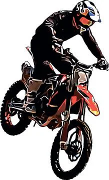 Color vector image of motorcyclist performing an extreme jump trick Stock Illustration