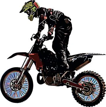 Color vector image of motorcyclist performing an extreme jump trick Stock Illustration
