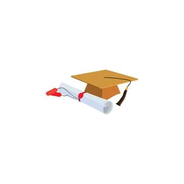 Color vector image. Student's cap and diploma. Graduation cap Illustrazione stock