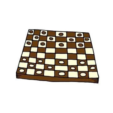 Color, vector isolated doodle element, checkers board game Stock Illustration