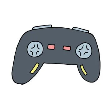 Color vector isolated doodle element, game console joystick Stock Illustration