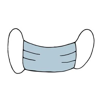 Color vector isolated doodle element, protective medical mask Stock Illustration