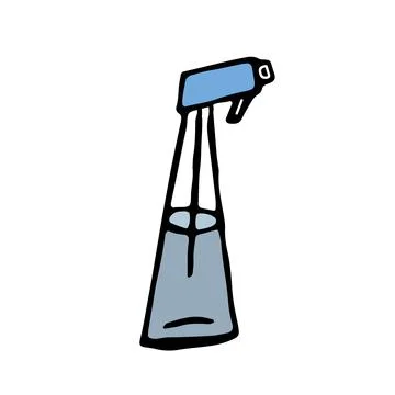 Color vector isolated doodle element, window cleaner, spray, cleaning Stock Illustration