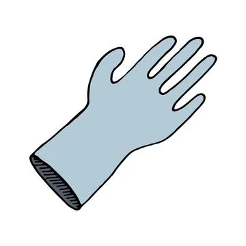 Color vector isolated doodle element, medical gloves for protection Stock Illustration
