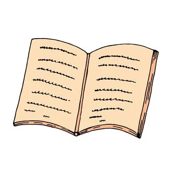 Color vector isolated doodle element,open paper real book Stock Illustration