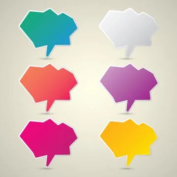 Color vector paper speech bubble set Illustrazione stock