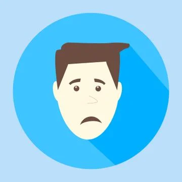 Color vector sad flat icon man face emotion Stock Illustration