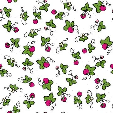 Color vector seamless pattern with sweet strawberries Stock Illustration