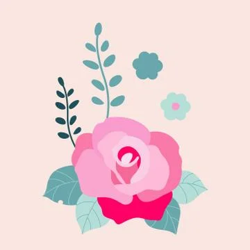 Color Vector silhouette of a rose Stock Illustration