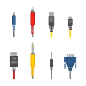 Color vector various audio connectors and inputs Stock Illustration
