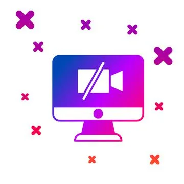 Color Video camera Off on computer icon isolated on white background. No video Stock Illustration